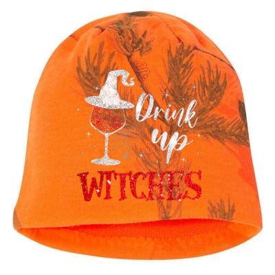 Halloween Glass Of Wine Drink Up Witches Funny Drinking Wine Kati - Camo Knit Beanie