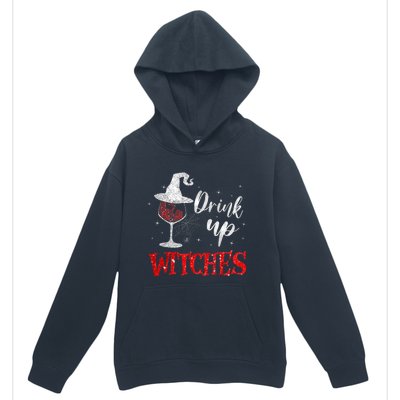 Halloween Glass Of Wine Drink Up Witches Funny Drinking Wine Urban Pullover Hoodie