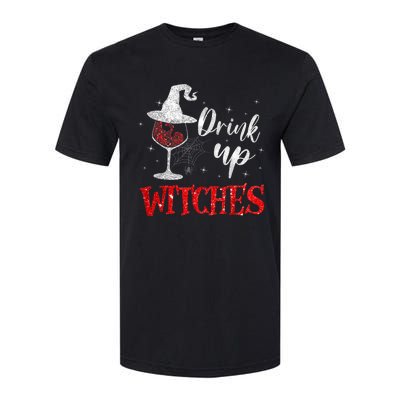 Halloween Glass Of Wine Drink Up Witches Funny Drinking Wine Softstyle CVC T-Shirt