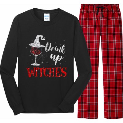 Halloween Glass Of Wine Drink Up Witche Long Sleeve Pajama Set