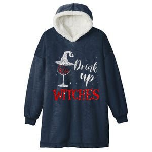 Halloween Glass Of Wine Drink Up Witche Hooded Wearable Blanket