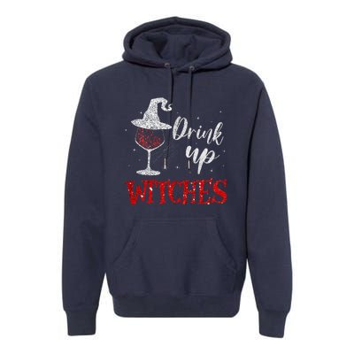 Halloween Glass Of Wine Drink Up Witche Premium Hoodie