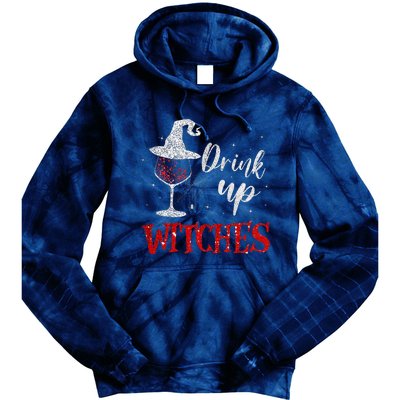 Halloween Glass Of Wine Drink Up Witche Tie Dye Hoodie