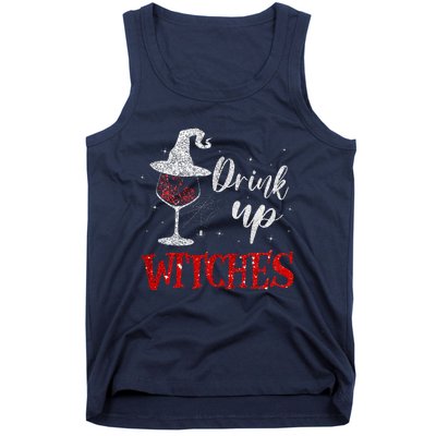 Halloween Glass Of Wine Drink Up Witche Tank Top