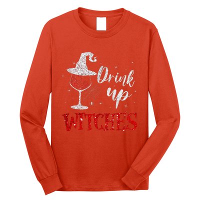 Halloween Glass Of Wine Drink Up Witche Long Sleeve Shirt