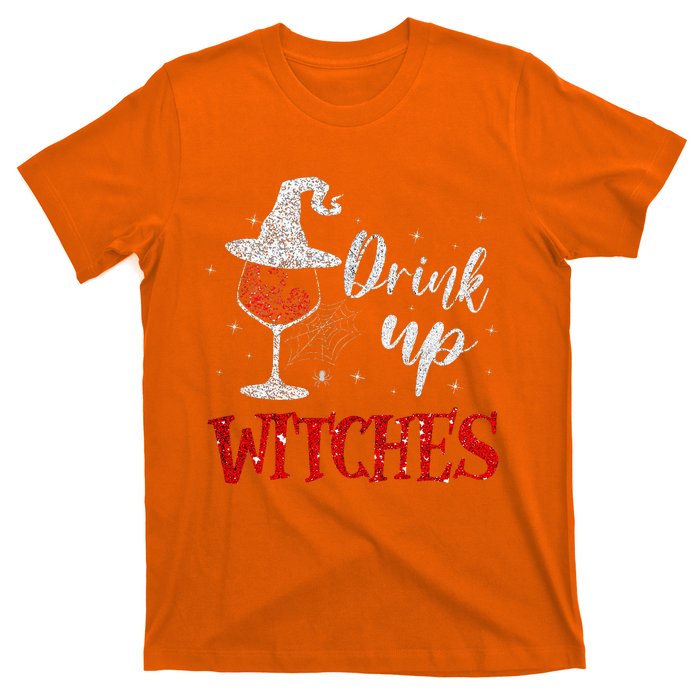 Halloween Glass Of Wine Drink Up Witche T-Shirt