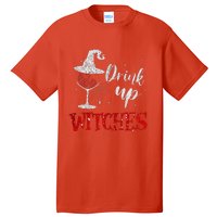 Halloween Glass Of Wine Drink Up Witche Tall T-Shirt