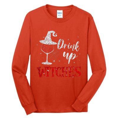 Halloween Glass Of Wine Drink Up Witche Tall Long Sleeve T-Shirt