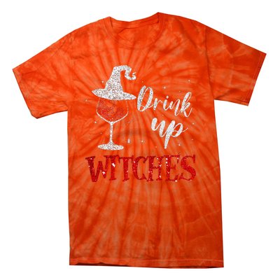 Halloween Glass Of Wine Drink Up Witche Tie-Dye T-Shirt