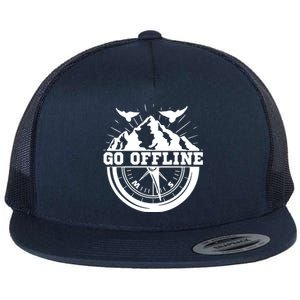 Hiking Go Offline Outdoors Nature Wilderness Adventure Flat Bill Trucker Hat