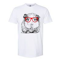 Hipster Guinea Pig In Red Glasses Pet Animal Softstyle CVC T-Shirt