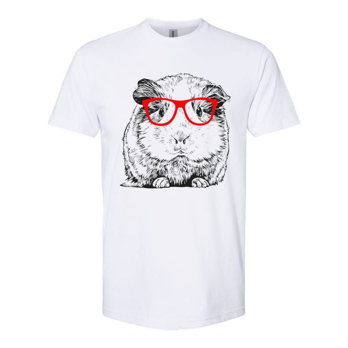 Hipster Guinea Pig In Red Glasses Pet Animal Softstyle CVC T-Shirt