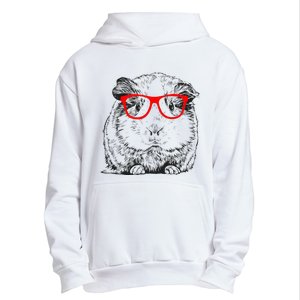 Hipster Guinea Pig In Red Glasses Pet Animal Urban Pullover Hoodie