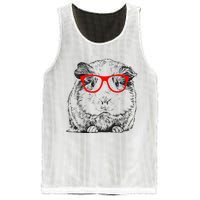 Hipster Guinea Pig In Red Glasses Pet Animal Mesh Reversible Basketball Jersey Tank