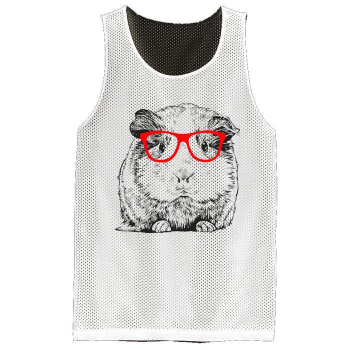 Hipster Guinea Pig In Red Glasses Pet Animal Mesh Reversible Basketball Jersey Tank