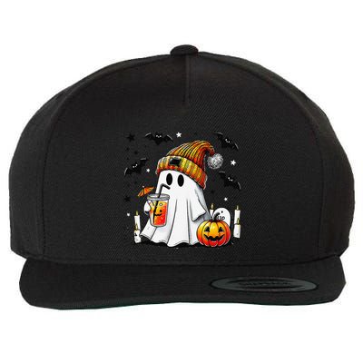 Halloween Ghost Pumpkin Spice Latte Coffee Wool Snapback Cap