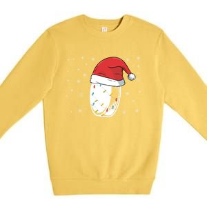 Hockey Game Puck Santa Hat Funny Christmas Hockey Player Great Gift Premium Crewneck Sweatshirt