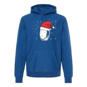 Hockey Game Puck Santa Hat Funny Christmas Hockey Player Great Gift Premium Hoodie