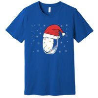 Hockey Game Puck Santa Hat Funny Christmas Hockey Player Great Gift Premium T-Shirt