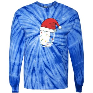 Hockey Game Puck Santa Hat Funny Christmas Hockey Player Great Gift Tie-Dye Long Sleeve Shirt