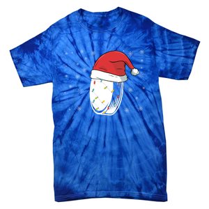 Hockey Game Puck Santa Hat Funny Christmas Hockey Player Great Gift Tie-Dye T-Shirt