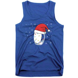 Hockey Game Puck Santa Hat Funny Christmas Hockey Player Great Gift Tank Top