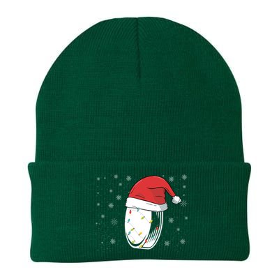 Hockey Game Puck Santa Hat Funny Christmas Hockey Player Gift Knit Cap Winter Beanie