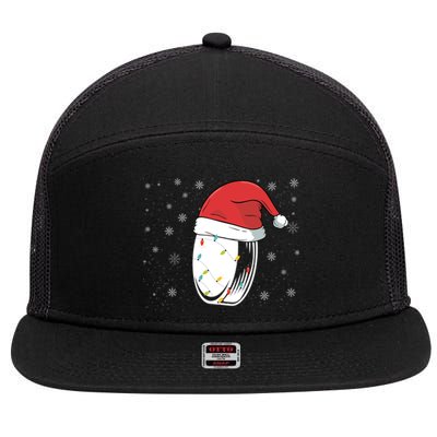 Hockey Game Puck Santa Hat Funny Christmas Hockey Player Gift 7 Panel Mesh Trucker Snapback Hat