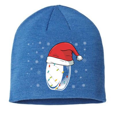 Hockey Game Puck Santa Hat Funny Christmas Hockey Player Gift Sustainable Beanie