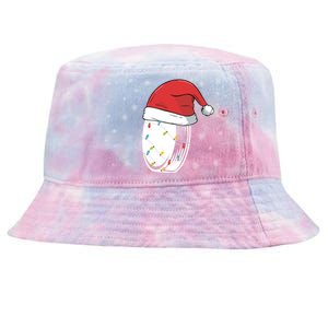 Hockey Game Puck Santa Hat Funny Christmas Hockey Player Gift Tie-Dyed Bucket Hat