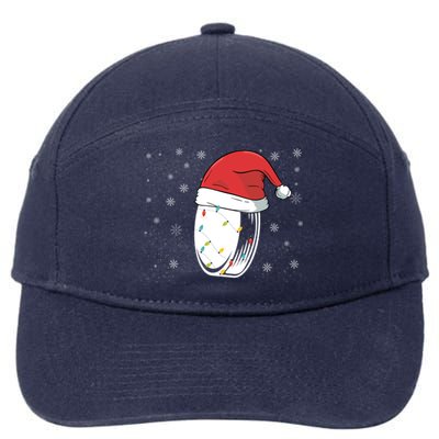 Hockey Game Puck Santa Hat Funny Christmas Hockey Player Gift 7-Panel Snapback Hat