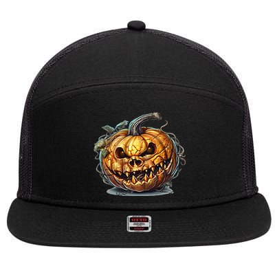 Halloween Goblin Pumpkin 7 Panel Mesh Trucker Snapback Hat