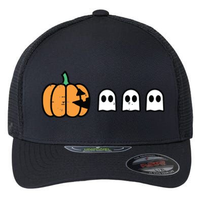 Halloween Gamer Pumpkin Eating Ghost Costume Boy Kids Flexfit Unipanel Trucker Cap