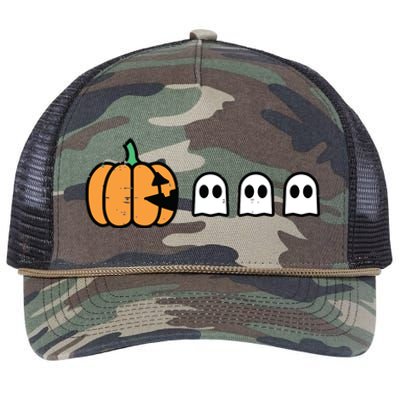 Halloween Gamer Pumpkin Eating Ghost Costume Boy Kids Retro Rope Trucker Hat Cap