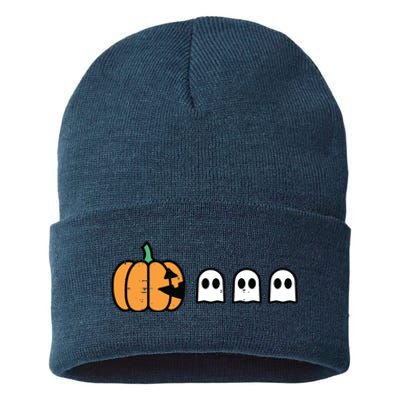 Halloween Gamer Pumpkin Eating Ghost Costume Boy Kids Sustainable Knit Beanie