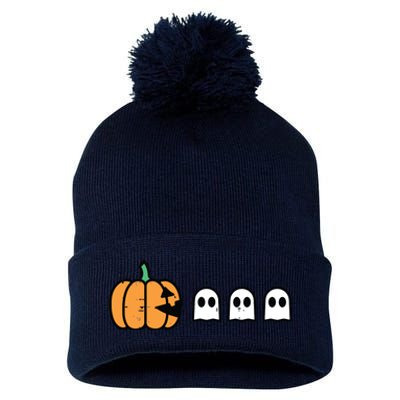 Halloween Gamer Pumpkin Eating Ghost Costume Boy Kids Pom Pom 12in Knit Beanie