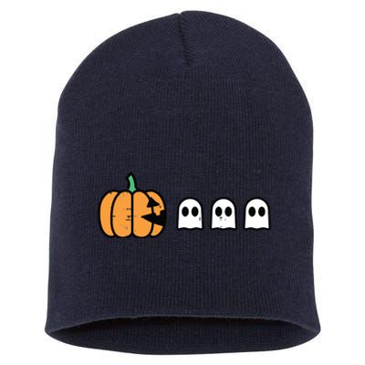 Halloween Gamer Pumpkin Eating Ghost Costume Boy Kids Short Acrylic Beanie