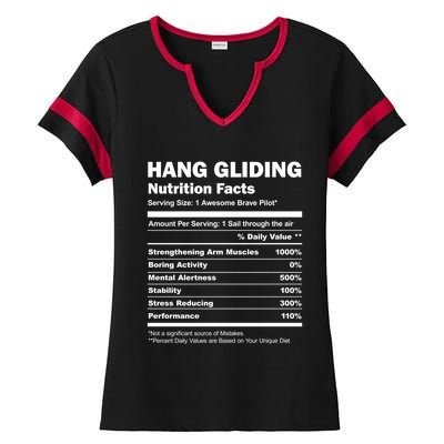 Hang Gliding Pilot Funny Nutrition Facts Hang Glider Gift Ladies Halftime Notch Neck Tee