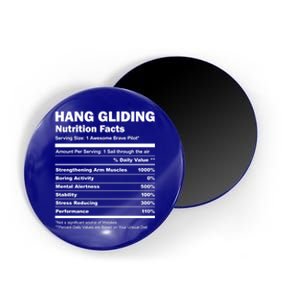 Hang Gliding Pilot Funny Nutrition Facts Hang Glider Gift Magnet