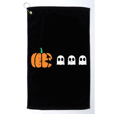 Halloween Gamer Pumpkin Eating Ghost Costume Platinum Collection Golf Towel