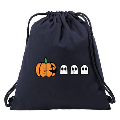 Halloween Gamer Pumpkin Eating Ghost Costume Drawstring Bag