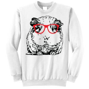 Hipster Guinea Pig In Red Glasses Pet Animal Sweatshirt