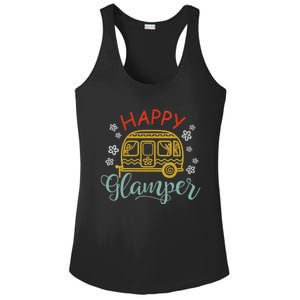 Happy Glamper Quote Adventure Awaits Funny Camper Camp Ladies PosiCharge Competitor Racerback Tank