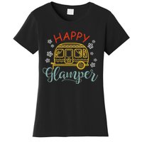 Happy Glamper Quote Adventure Awaits Funny Camper Camp Women's T-Shirt