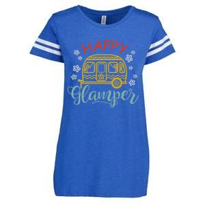 Happy Glamper Quote Adventure Awaits Funny Camper Camp Enza Ladies Jersey Football T-Shirt