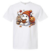 Halloween Ghost Reading Book Lovers Cute Ghost Coffee Women Garment-Dyed Heavyweight T-Shirt