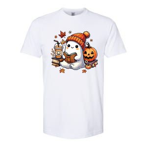 Halloween Ghost Reading Book Lovers Cute Ghost Coffee Women Softstyle CVC T-Shirt