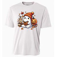 Halloween Ghost Reading Book Lovers Cute Ghost Coffee Women Cooling Performance Crew T-Shirt