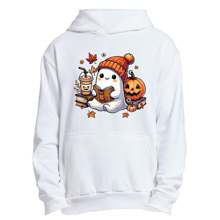 Halloween Ghost Reading Book Lovers Cute Ghost Coffee Women Urban Pullover Hoodie