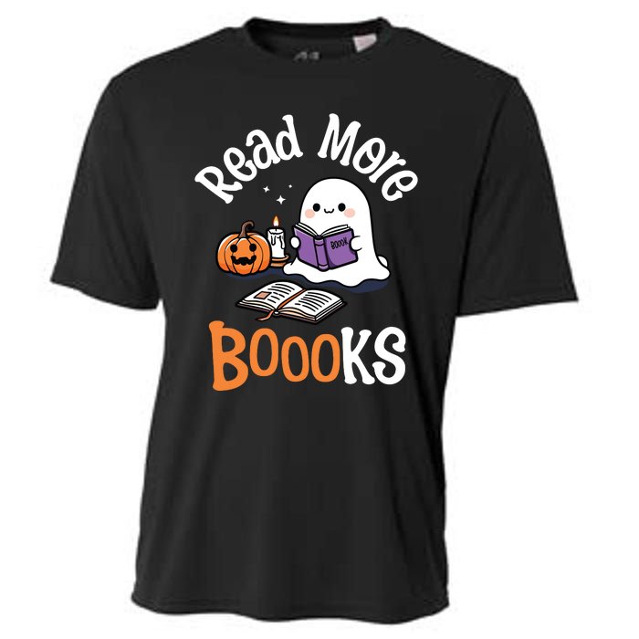 Halloween Ghost Reading Read More Books Librarian Teacher Cooling Performance Crew T-Shirt